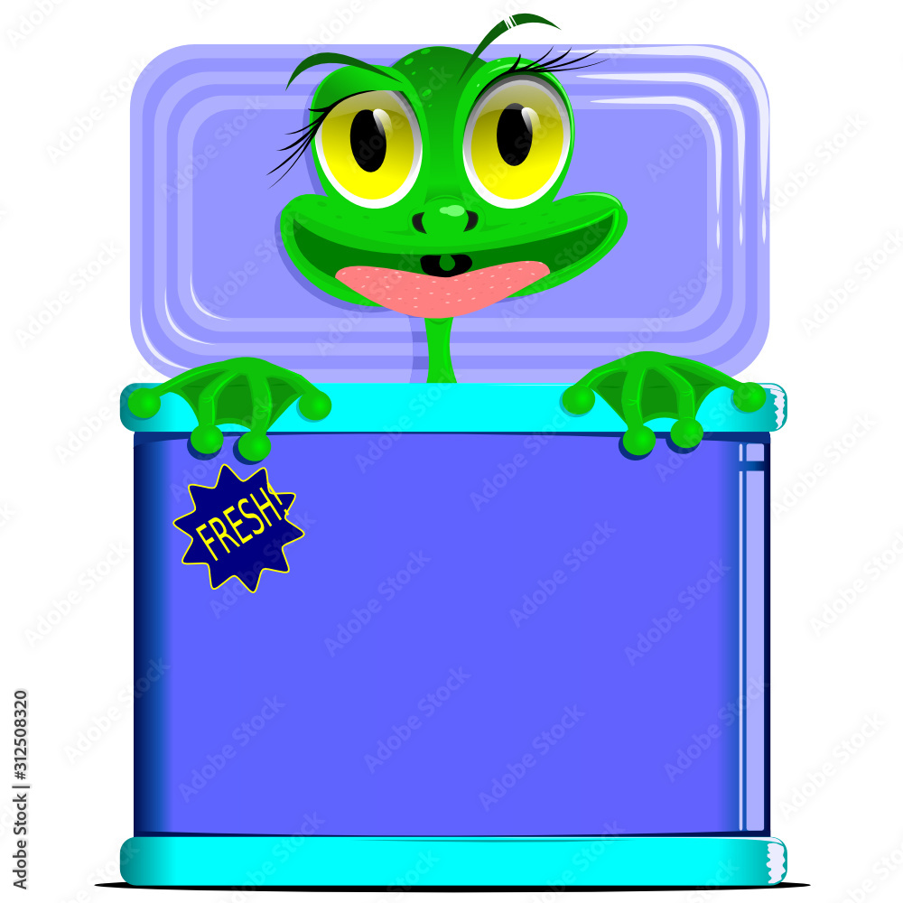 Fototapeta premium frog in a can on white background cheerful vector illustration