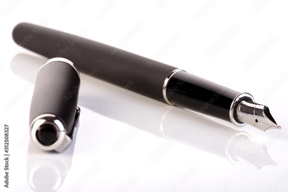 Pen on white background - close-up Pen on white background - close-up