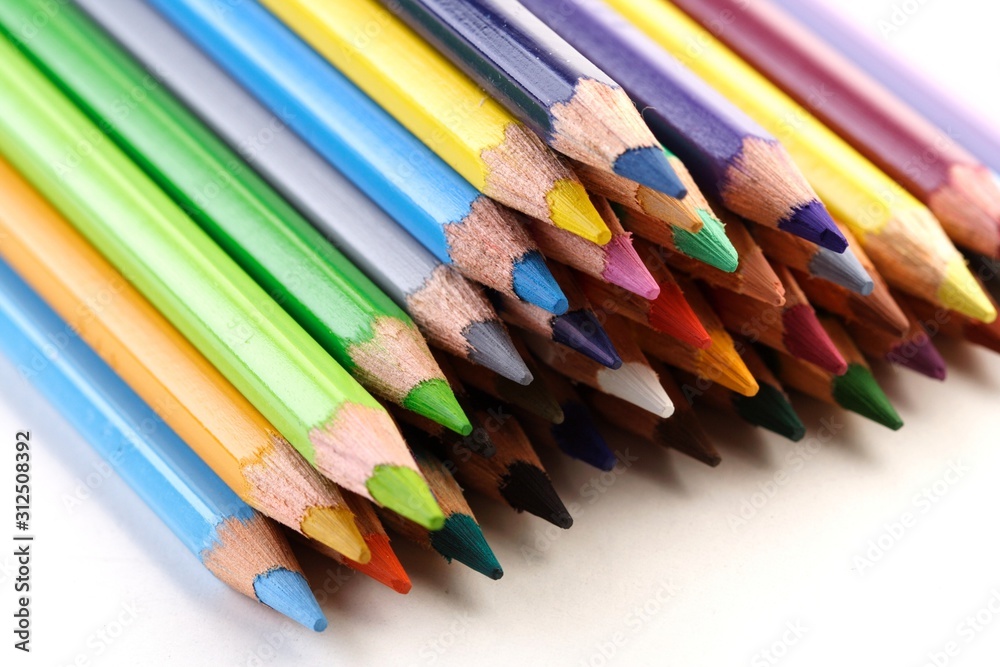 Rainbow colored pencils - close-up Rainbow colored pencils - close-up