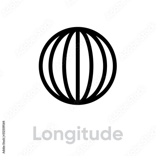 Longitude from pole to pole Meridians icon