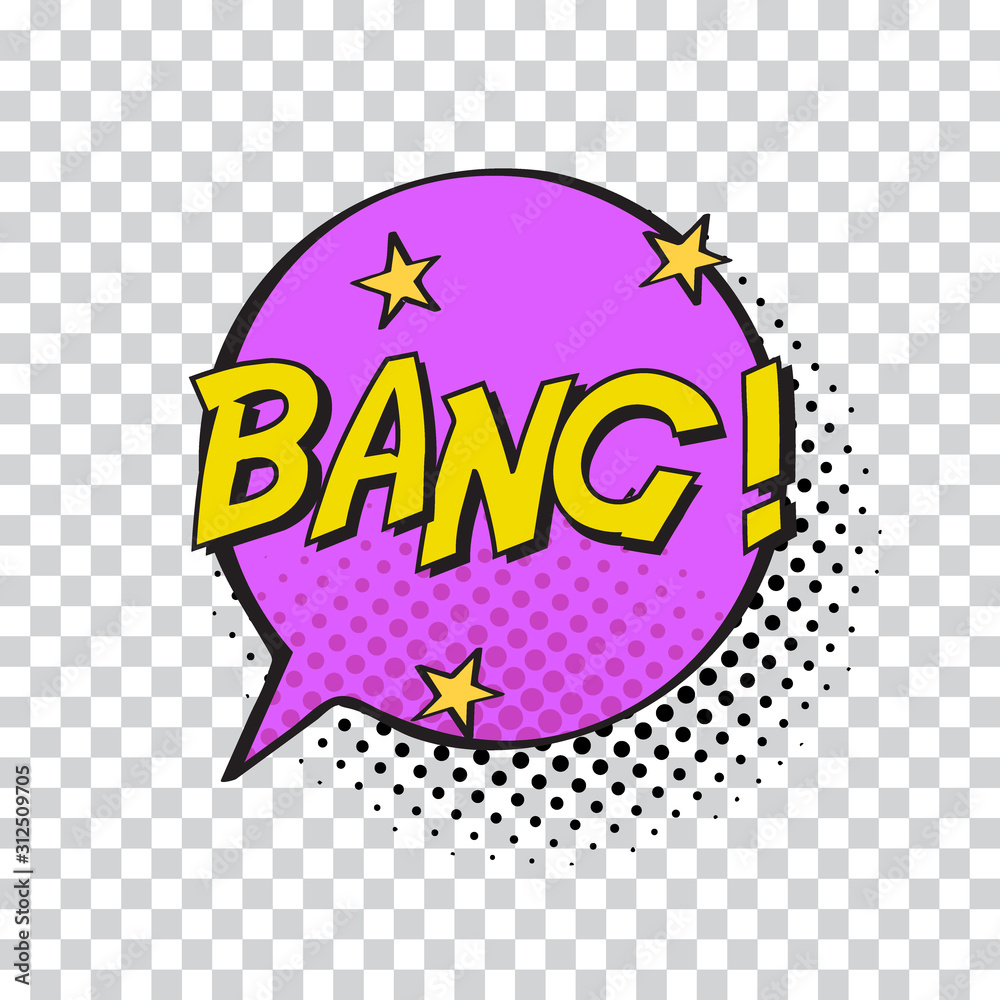Comic speech bubble with bang text. vector illustration