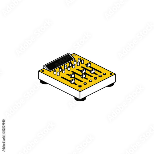 Audio mixer. Vector line, 3d stroke isometric, color web icon, new flat style. Creative illustration design, abstract idea for infographics.
