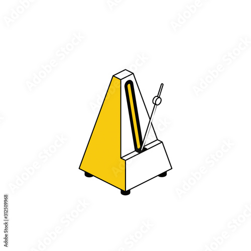 Classical musical metronome. Vector line, 3d stroke isometric, color web icon, new flat style. Creative illustration design, abstract idea for infographics.