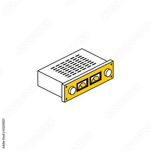 Sound amplifier. Vector line, 3d stroke isometric, color web icon, new flat style. Creative illustration design, abstract idea for infographics.