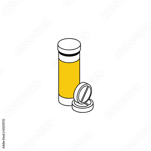 Aspirin pills. Vector line, 3d stroke isometric, color web icon, new flat style. Creative illustration design, abstract idea for infographics.