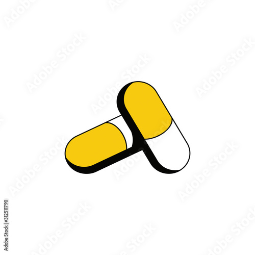 Health pills. Vector line, 3d stroke isometric, color web icon, new flat style. Creative illustration design, abstract idea for infographics.