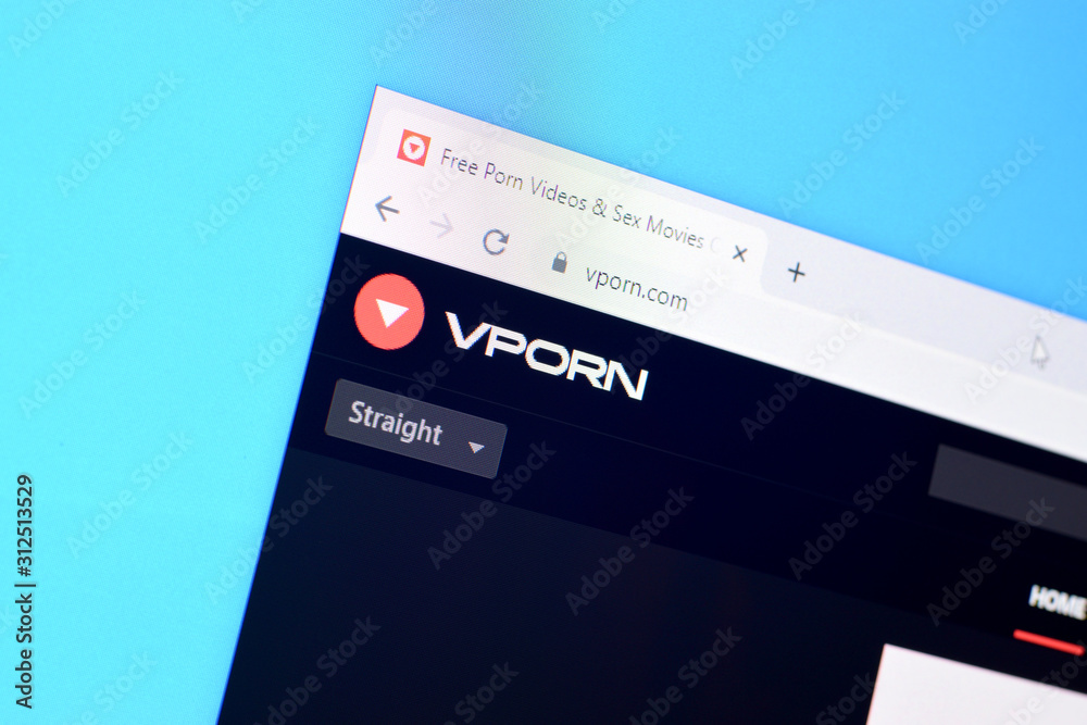 Homepage of vporn website on the display of PC, url - vporn.com. Stock