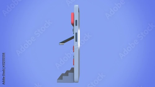 3d animtion render online shopping store on smartphone device.shopping online promotion concept for online store.installment payment 0% Credit card.