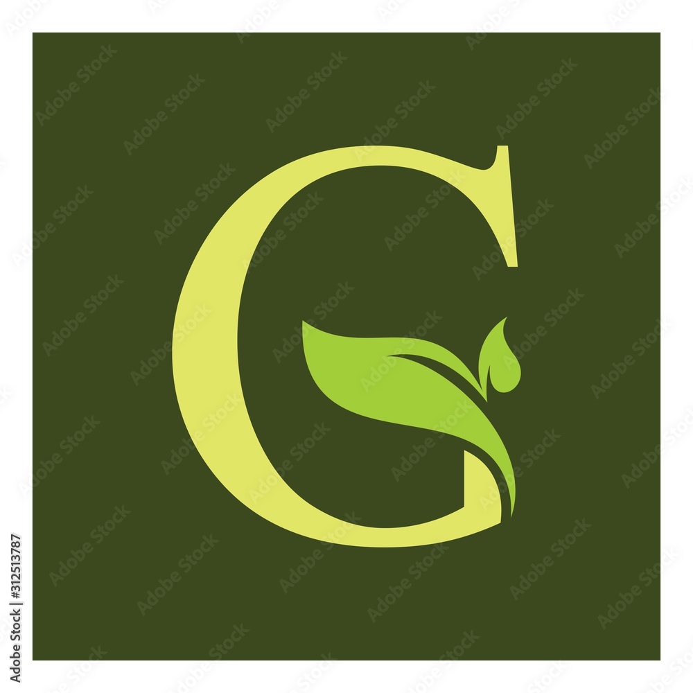 G letter with leaf logo organic tree logo Stock Vector | Adobe Stock