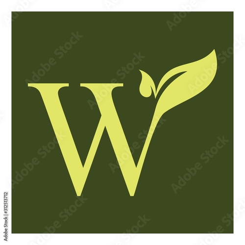 W letter with leaf logo  organic tree logo