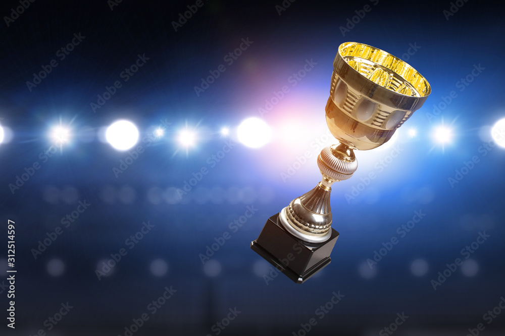 Golden cup on dark . Mixed media Golden cup on dark . Mixed media