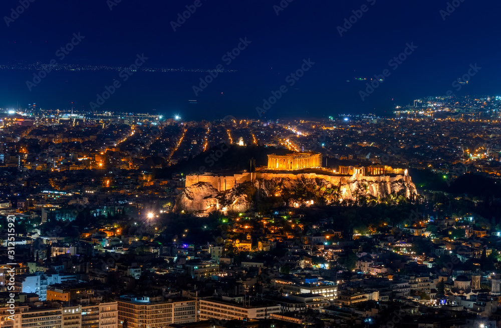 Athens and the Acropolis at Night