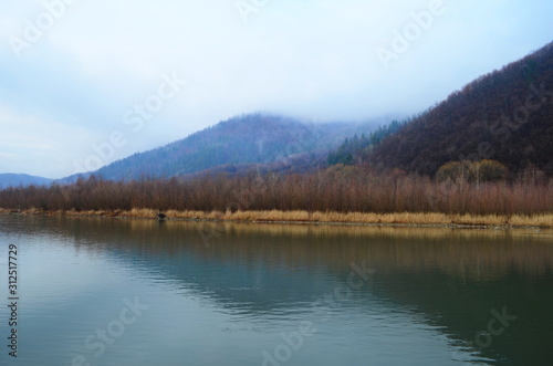 Mountain river water landscape. Wild river in mountains