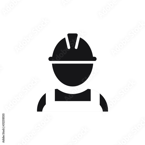 Construction worker icon flat design. Vector illustration.