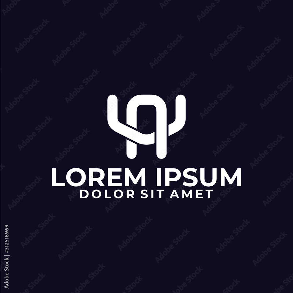 Initial letter AU or UA logo template with line art symbol icon in flat design monogram illustration Initial letter AU or UA logo template with line art symbol icon in flat design monogram illustration