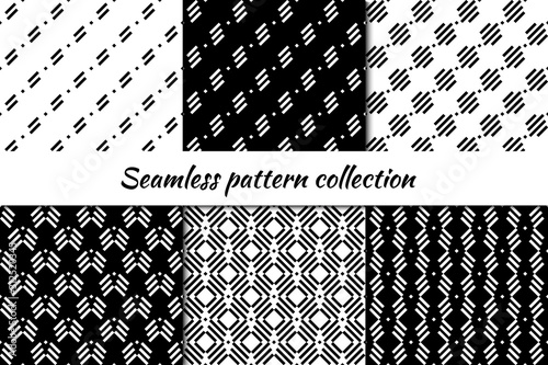 Seamless pattern collection. Geometrical design backgrounds set. Minimal geo print kit. Modern linear ornaments photo