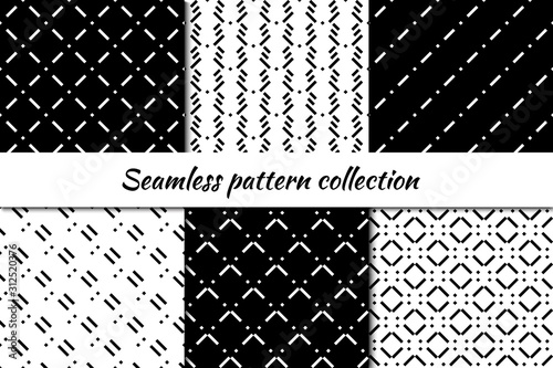 Seamless pattern collection. Geometrical design backgrounds set. Minimal geo print kit. Modern linear ornaments