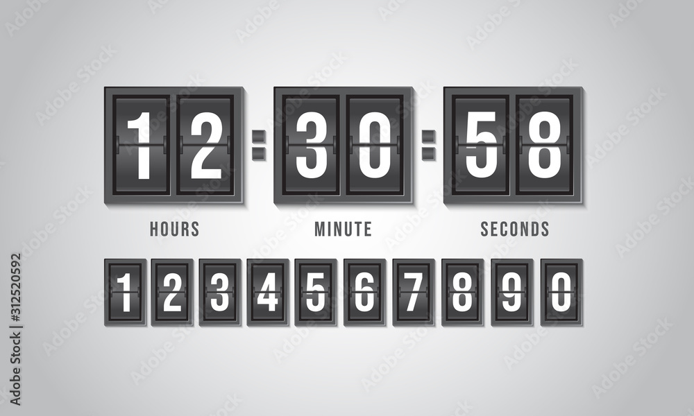Flip countdown clock counter. vector day, hours, minutes, seconds. Flip countdown clock counter. vector day, hours, minutes, seconds.