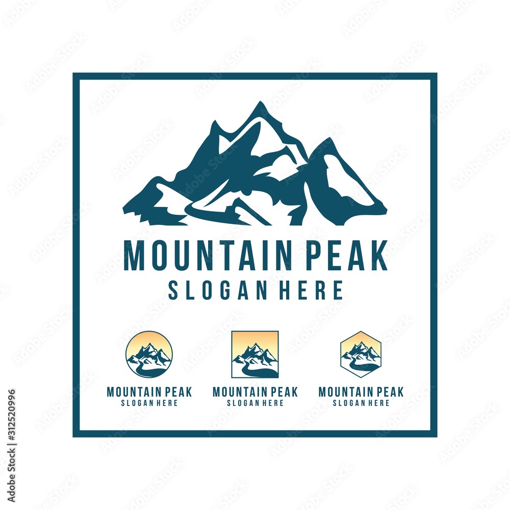 Mountains with river logo set vector template Mountains with river logo set vector template