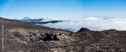 Reunion, Pitón de la Fournaise, Volcano Crater Panorama
