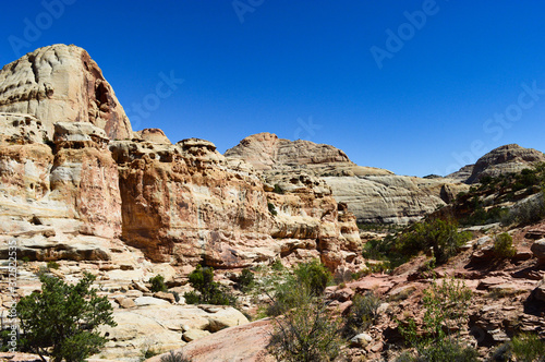 Rock formations of sand stone and beautiful views in the Capitol Reef national park  Utah