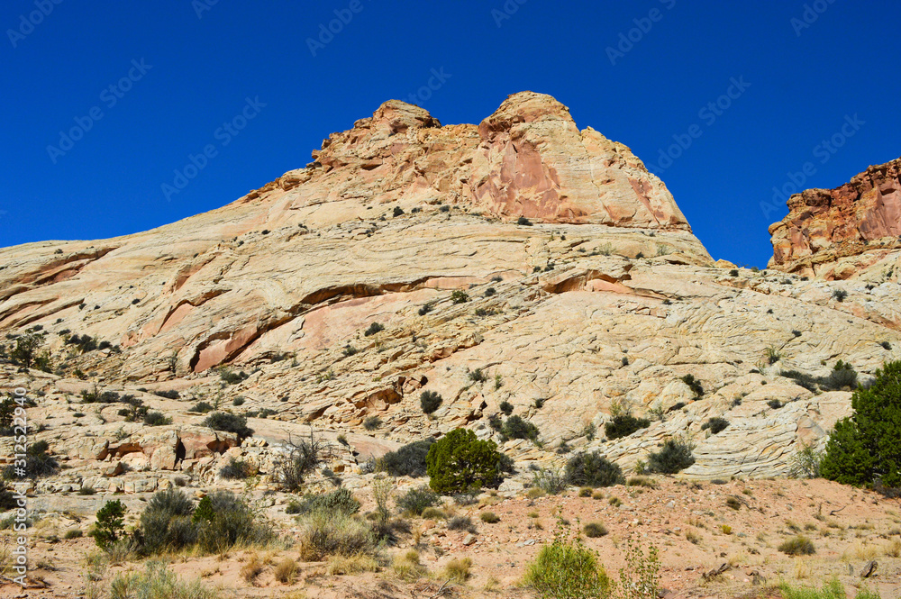 Rock formations of sand stone and beautiful views in the Capitol Reef national park, Utah Rock formations of sand stone and beautiful views in the Capitol Reef national park, Utah