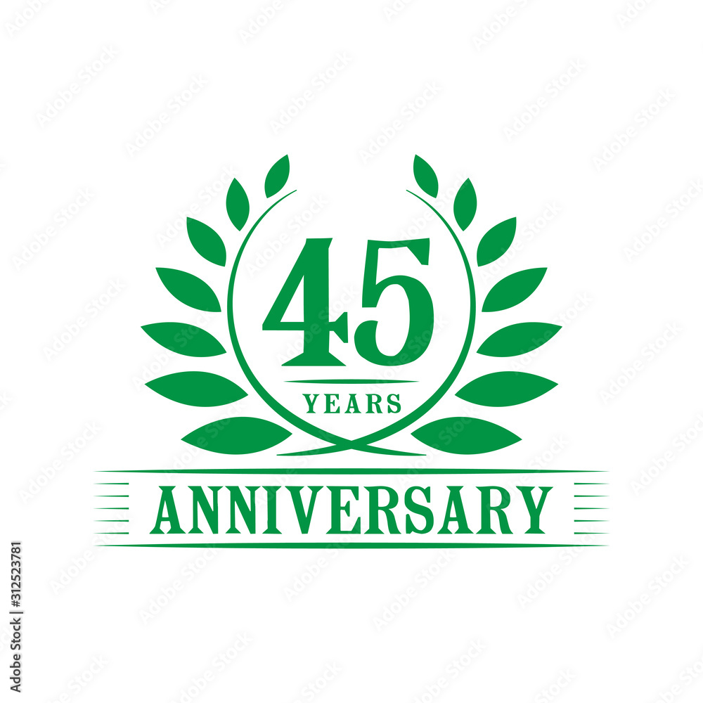 45 years logo design template. Forty fifth anniversary vector and illustration. 45 years logo design template. Forty fifth anniversary vector and illustration.