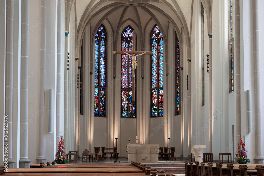 The interior of the Catholic church St. Johann ( St. John) in Bremen, Germany, Europe