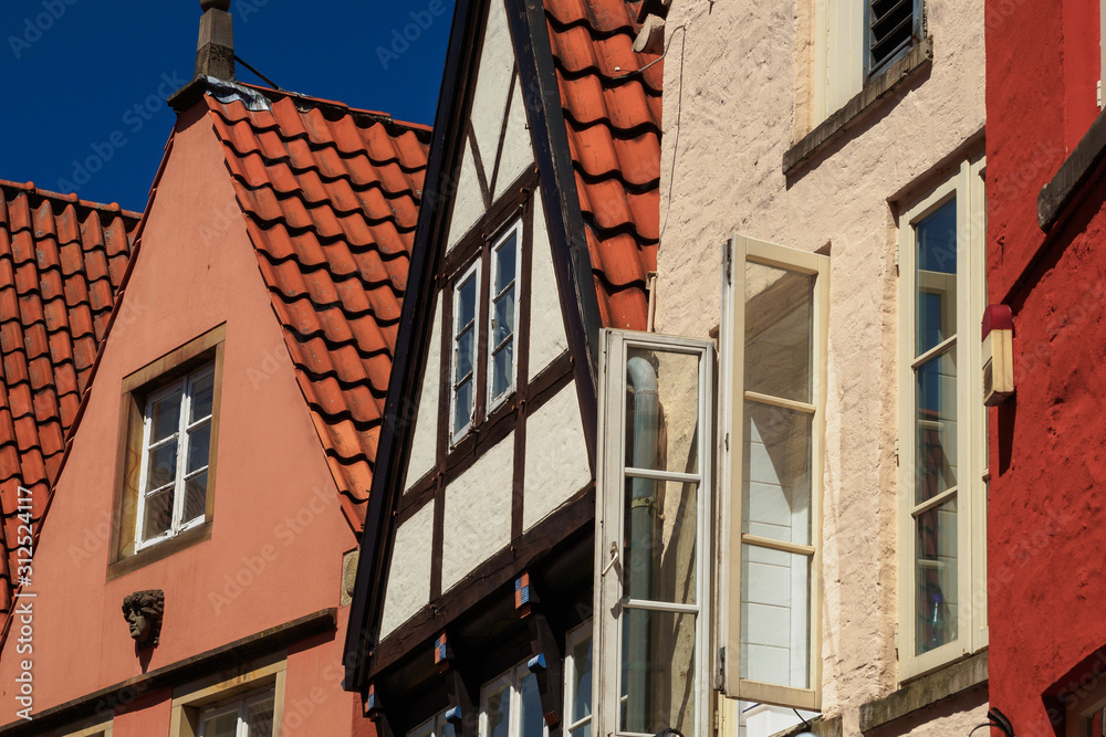 Roofs of the old quarter of fishermen in Bremen, Germany