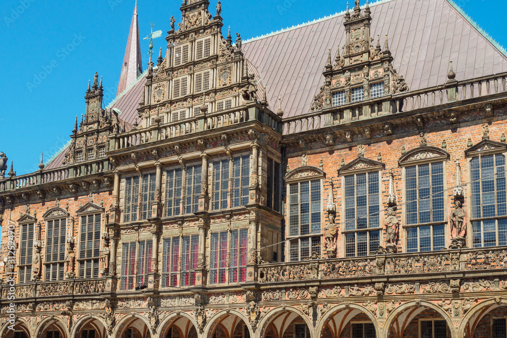 View of decoration of the city hall Bremen, Germany, Europe
