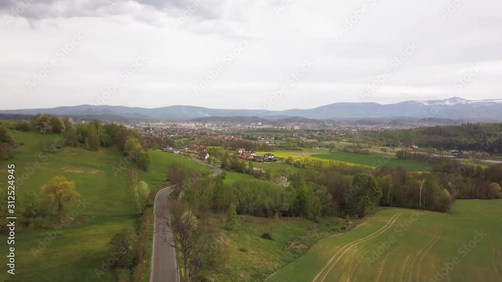 Drone shot from Jelenia Góra in Poland Drone shot from Jelenia Góra in Poland