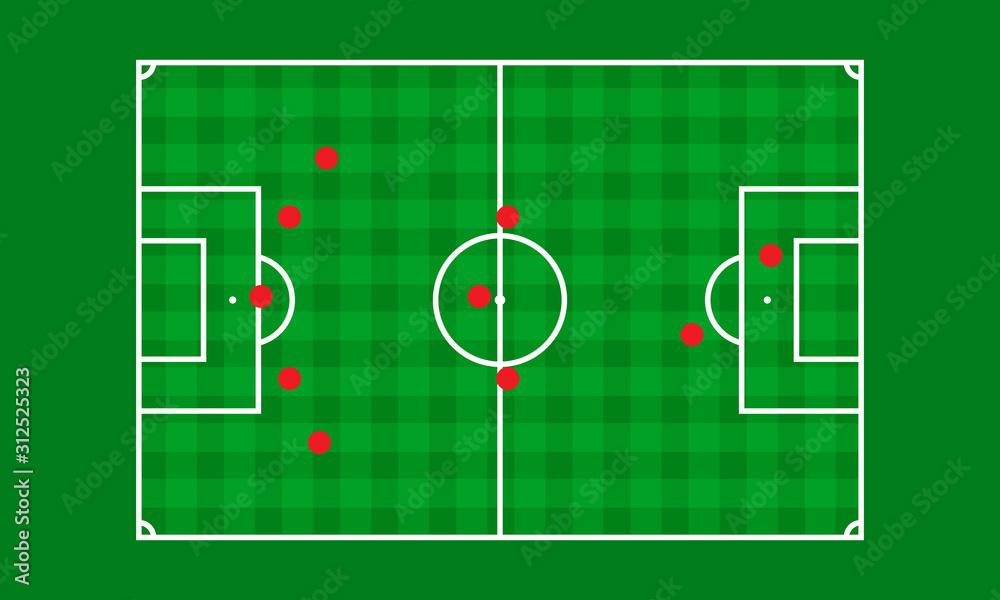 View of the soccer field from above. Vector illustration