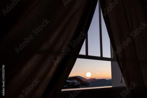 Mountain View from camping bed