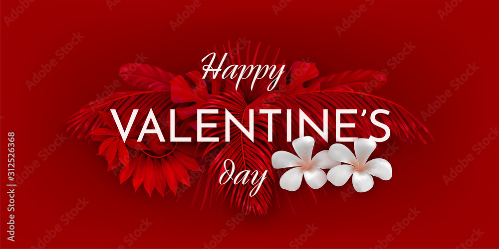 Valentine's day horizontal card with flowers