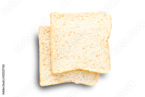Slice of bread on the white background and isolated with clipping path