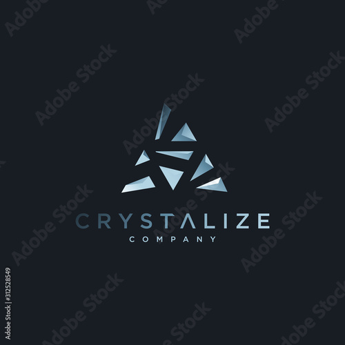 3d abstract triangular blue diamond logo template