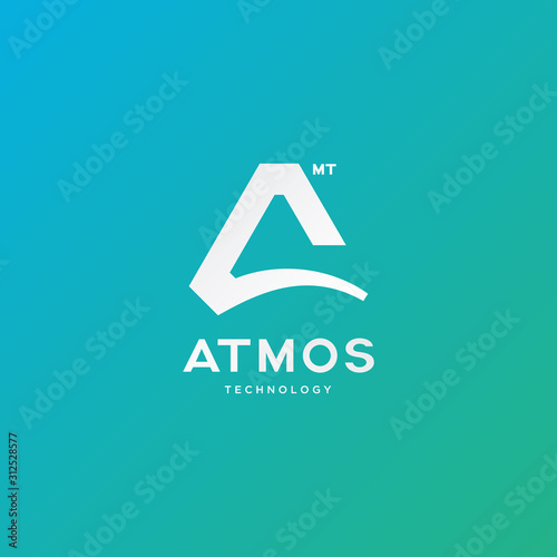 Modern trendy triangle A letter logo template with swoosh shape