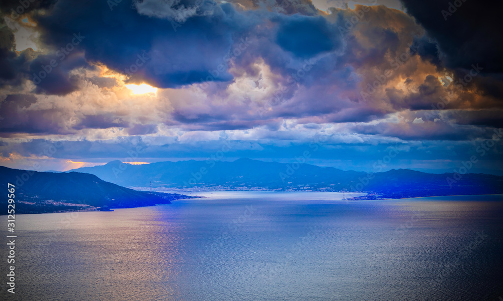 Panoramic view of the Strait of Messina.