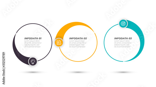 Timeline Infographic template design label with marketing icon and 3 options, steps or processes. Vector illustration.