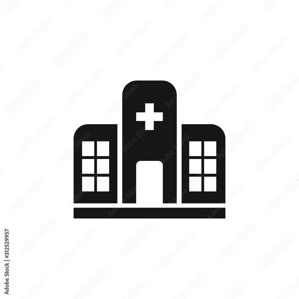 Hospital icon in flat style. vector illustration