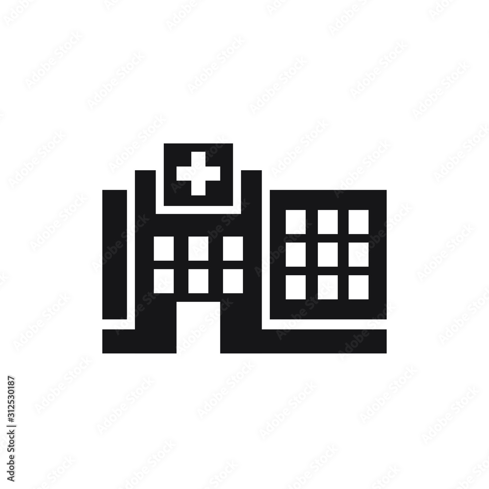 Hospital icon in flat style. vector illustration Hospital icon in flat style. vector illustration