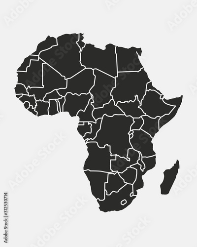 Africa map with regions isolated on a white background. Africa map background. Vector illustration