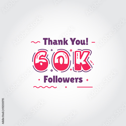 60000 Thank You Followers Vector For Media Social Design