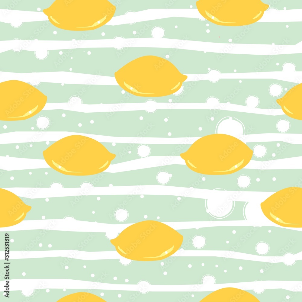 Fototapeta premium Simple Yellow Lemon Pattern. Seamless Pattern. Flat Design.