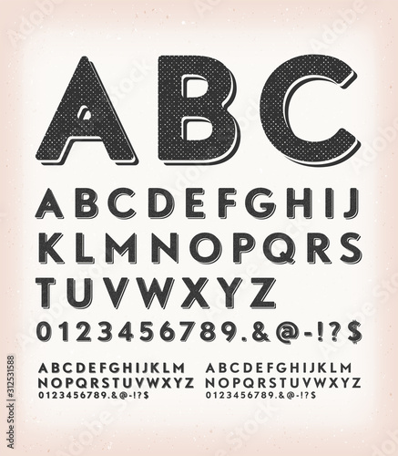 Vintage Grunge And Tattoo ABC Font/ Illustration of a set of retro western design abc typefont, in regular, grunge and shadow version, also working for tattoo, on vintage and grunge background