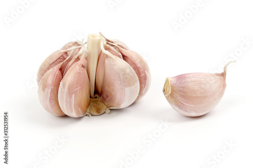 head of garlic on a white background