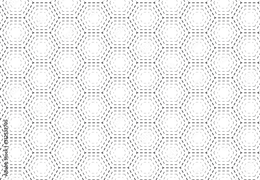 Vector seamless pattern with polygons. Linear geometric texture. Hexagonal abstract background. Polygonal grid with graphic dotted elements. Vector seamless pattern with polygons. Linear geometric texture. Hexagonal abstract background. Polygonal grid with graphic dotted elements.