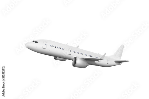 3D White Abstract Airliner Take Off On White