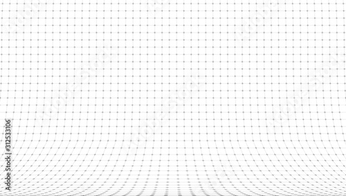 3D Curved Perspective Grid Background On White