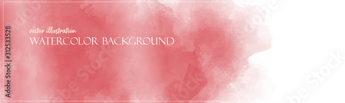 Red watercolor background. Flower texture banner with free copy space for your graphic design or text. Vector illustrator. Ethereal colors. Subtle and delicate surface. 